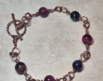 Lindo conjunto de joias rosa, olho de tigre