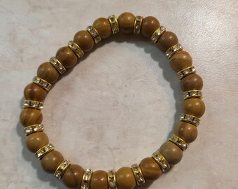 Linda pulseira elástica de madeira