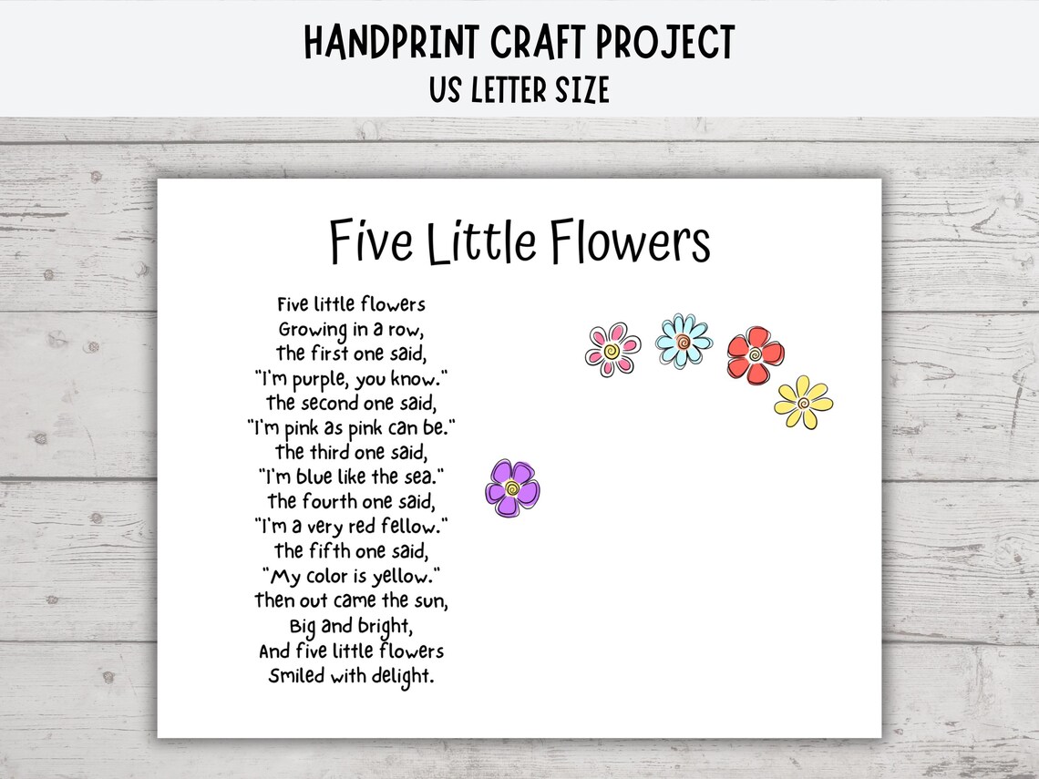 Five Little Flowers Handprint Craft, Spring Easter Handprint Art for ...