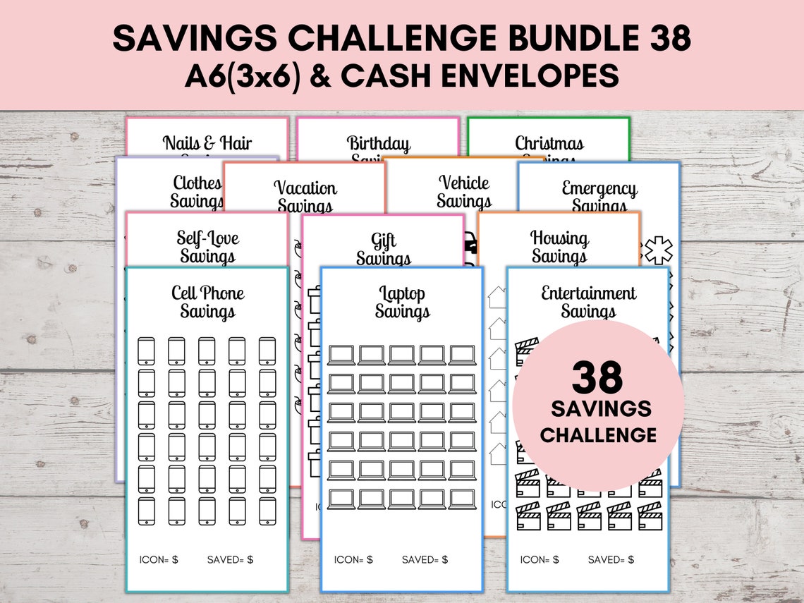 Savings Challenge Printable A6 Savings Challenge Bundle A6 - Etsy