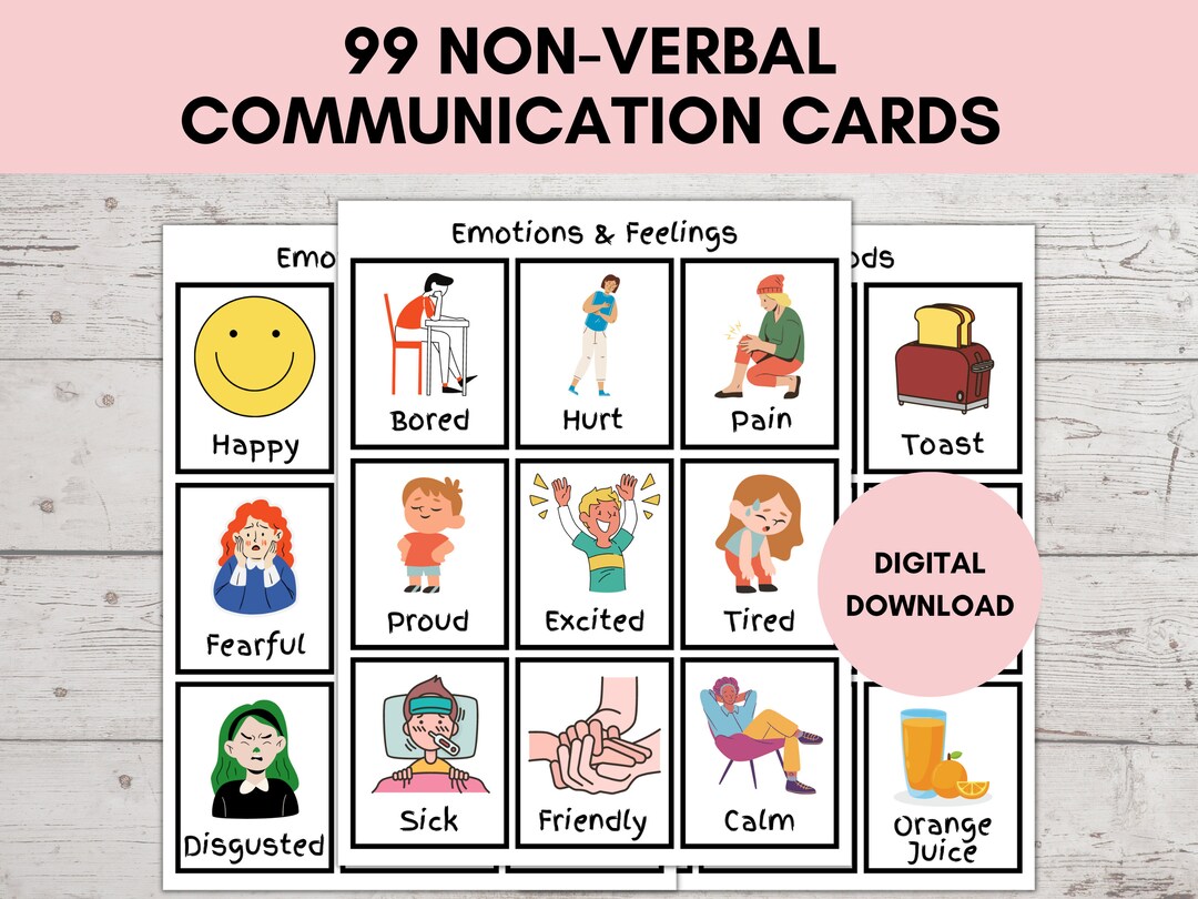 Nonverbal Communication Cards Visual Board Flash Cards Etsy
