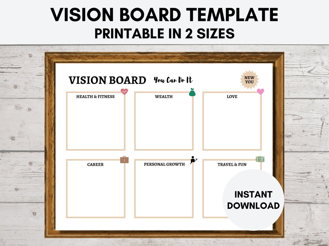 Vision Board Template Goal Board Dream Board Instant - Etsy