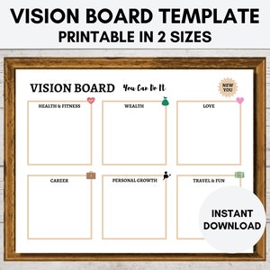 Vision Board Template, Goal Board, Dream Board, Instant Download 300 ...