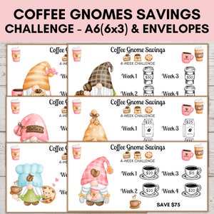Monthly Savings Challenge Low Income, Low Income Savings Challenge, Mini Savings Challenge, A6 Savings Challenge Printable COFFEE GNOMES