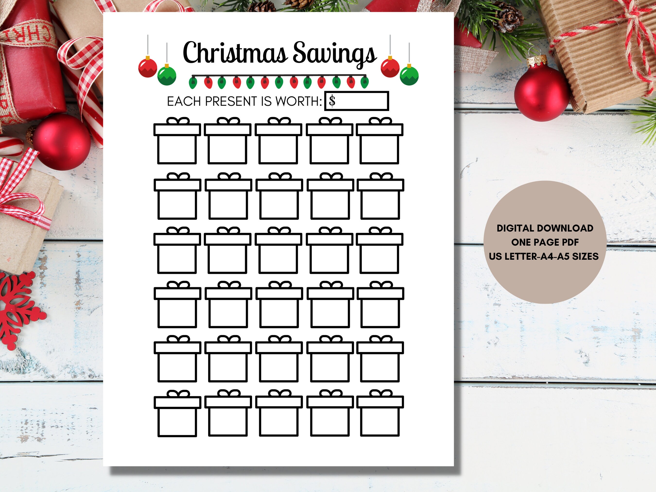 Christmas Savings Challenge, Savings Challenge Printable, Savings ...