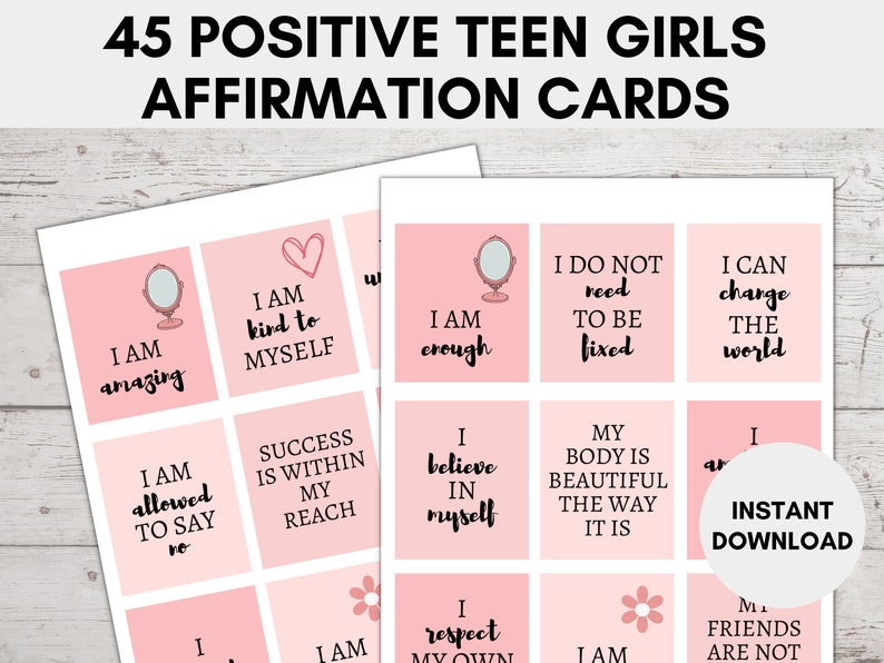 Affirmation Cards Teens Positive Affirmation Cards for - Etsy