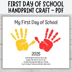 Handafdruk eerste dag van school, 2025, handafdrukkunst terug naar school, handafdrukgedicht kleuterschool