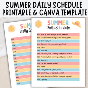 Calendrier d'été quotidien pour les enfants, calendrier d'été imprimable modifiable modèle, modèle de calendrier d'été pour enfants, liste de contrôle d'été pour les enfants