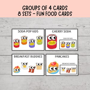 Groups of 4 Pairing Cards, Classroom Management, Food Pairing Cards, Small Groups Pairing Cards, FUN FOODS