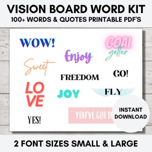 Vision Board Words 2024/2025, Vision Board Printables, 100 + Vision Board Words & Quotes, Manifestation, Printable Vision Board Words