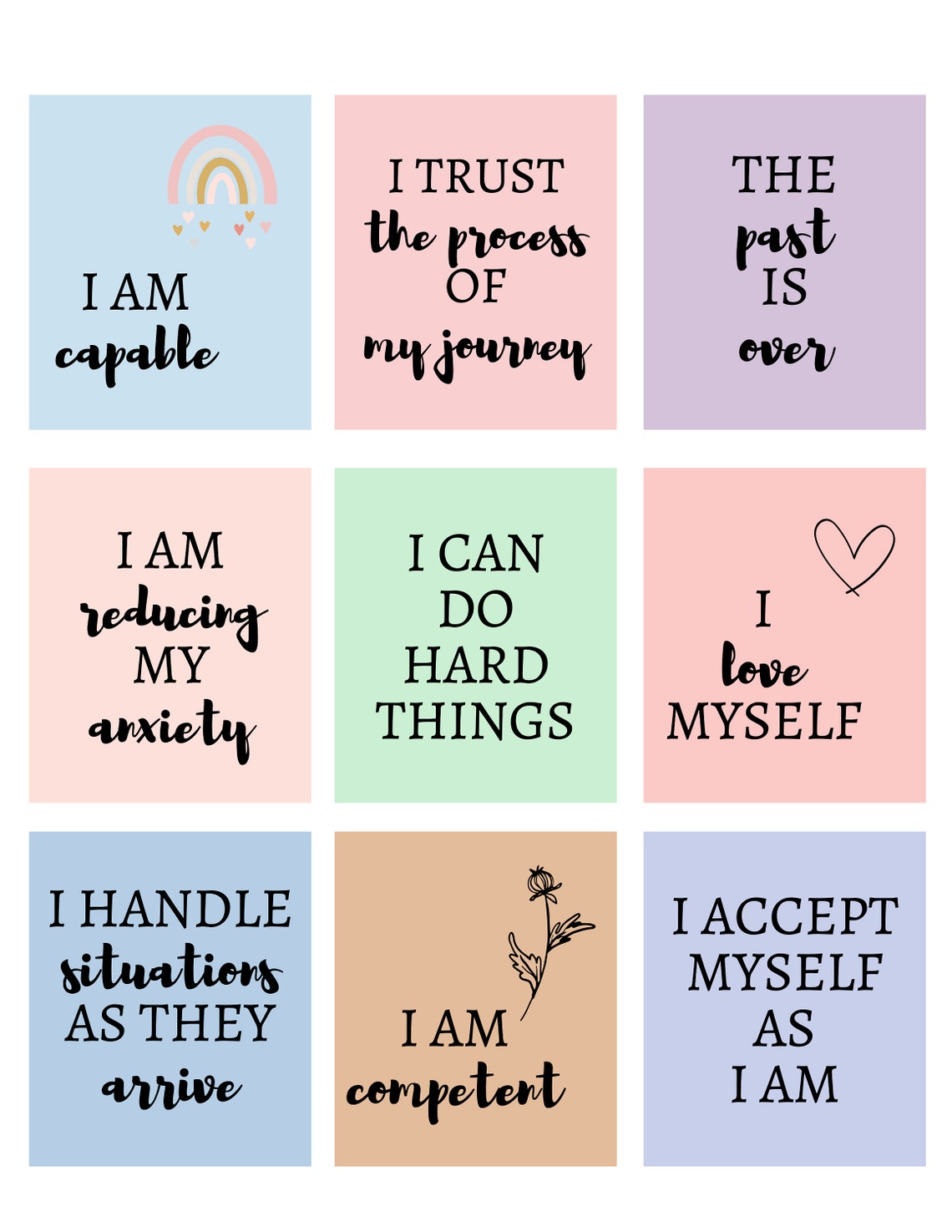 Anxiety Coping Cards Affirmation Cards Printable Anxiety - Etsy