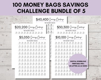100 Envelope Challenge Printable, Savings Challenge Bundle, Savings Tracker, Money Savings Challenge, Digital Download, PDF