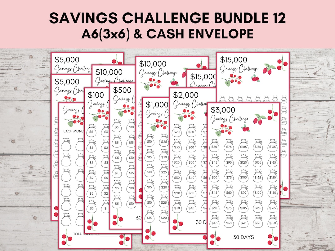 A6 Savings Challenge Printable, Savings Challenge Bundle, A6 Sized Mini ...