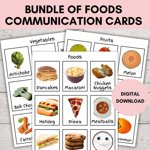 Nonverbal Communication Cards, Visual Board, Flash Cards Special Needs, Senior Hospital Adults, Autism, Flash Cards FOODS PHOTOS BUNDLE