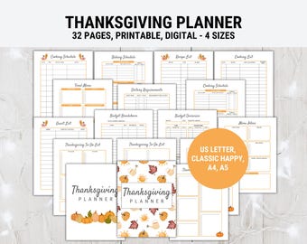 Thanksgiving Planner Printable,  Thanksgiving To Do List, Thanksgiving Binder, Printable Holiday Planner, Thanksgiving Meal Planner