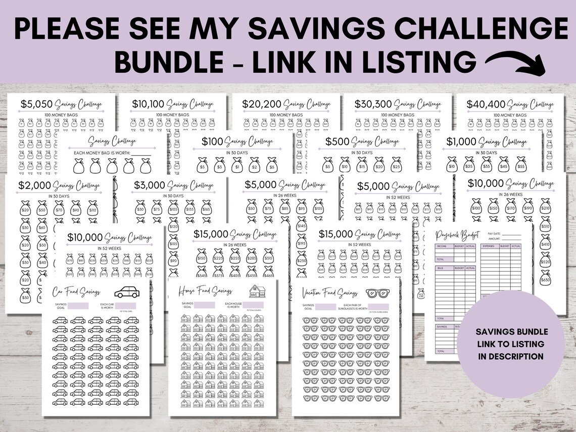 5,000 Money Saving Challenge, 5000 Savings Tracker, Money Saving ...