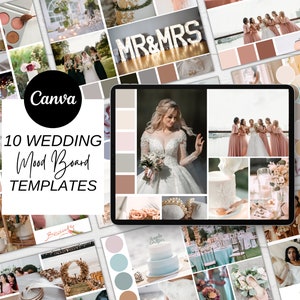 Plantilla de tablero de humor de boda, plantillas de tablero de humor Canva, tablero de humor editable, tablero de inspiración, 10 plantillas de tablero de humor digitales e imprimibles
