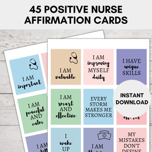 Tarjetas de afirmación de enfermeras, palabras positivas de aliento para enfermeras, citas motivacionales de enfermeras, afirmaciones diarias de enfermeras imprimibles