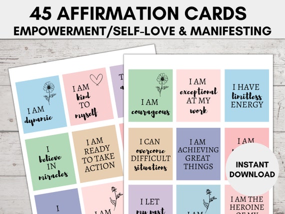 45 Positive Inspiration Affirmation Cards Words of - Etsy