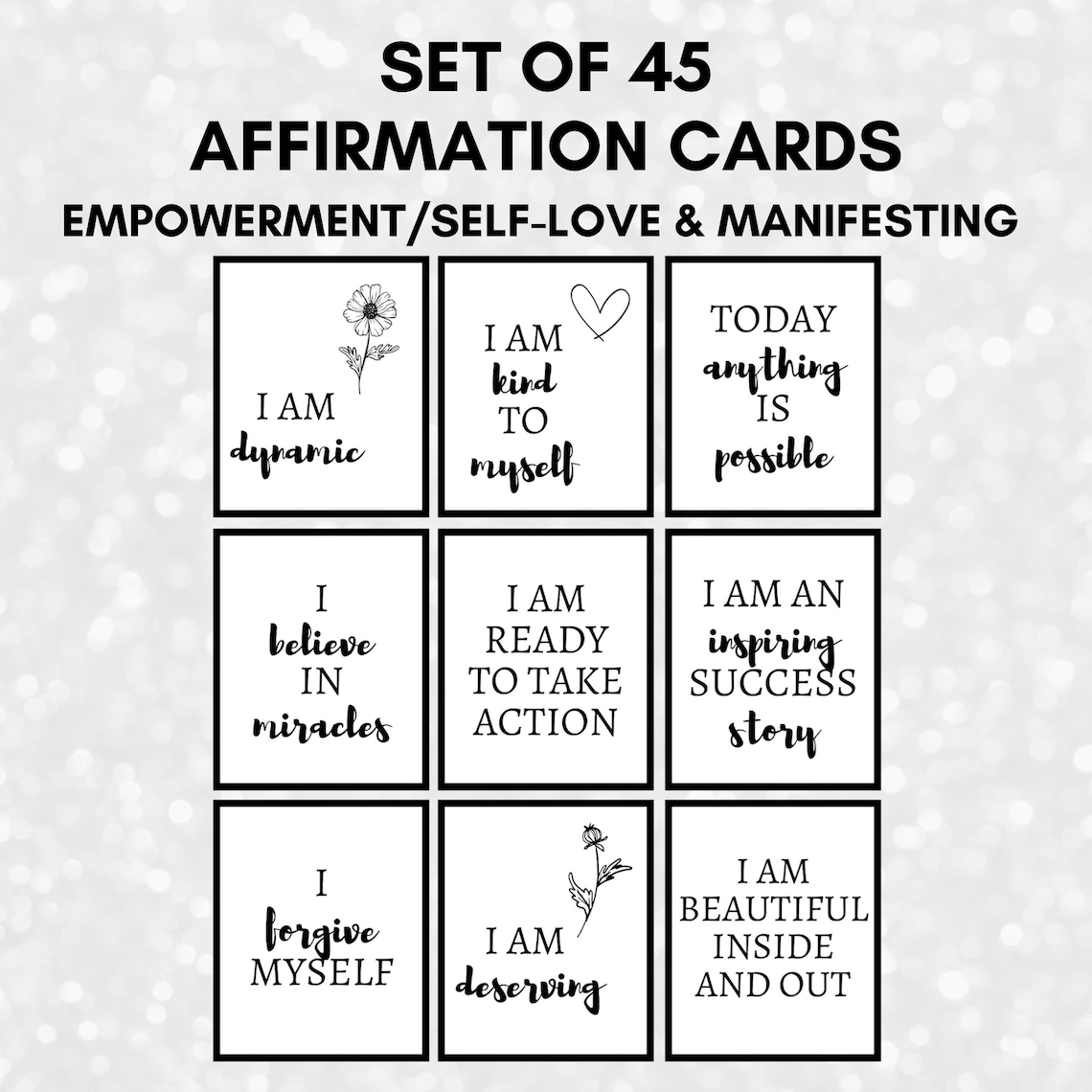 Positive Affirmation Cards Printable Daily Affirmation Cards Etsy