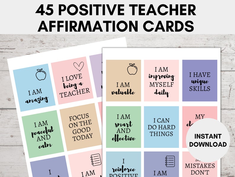 Teacher Affirmation Cards Positive Words of Encouragement for - Etsy