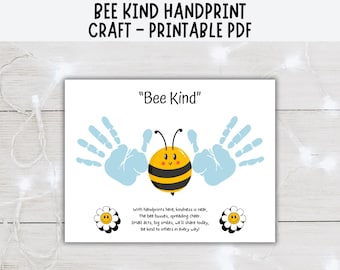 Kindness Handprint Activities, Bee Kind, Kindness Handprint Template, Handprint Toddler Art, Kindness Day Week Preschool Handprint Keepsake