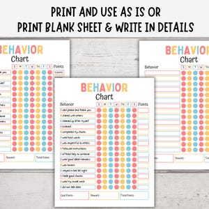 Behavior Chart for Kids, Reward Bucks Printable, Reward Chart, Good ...