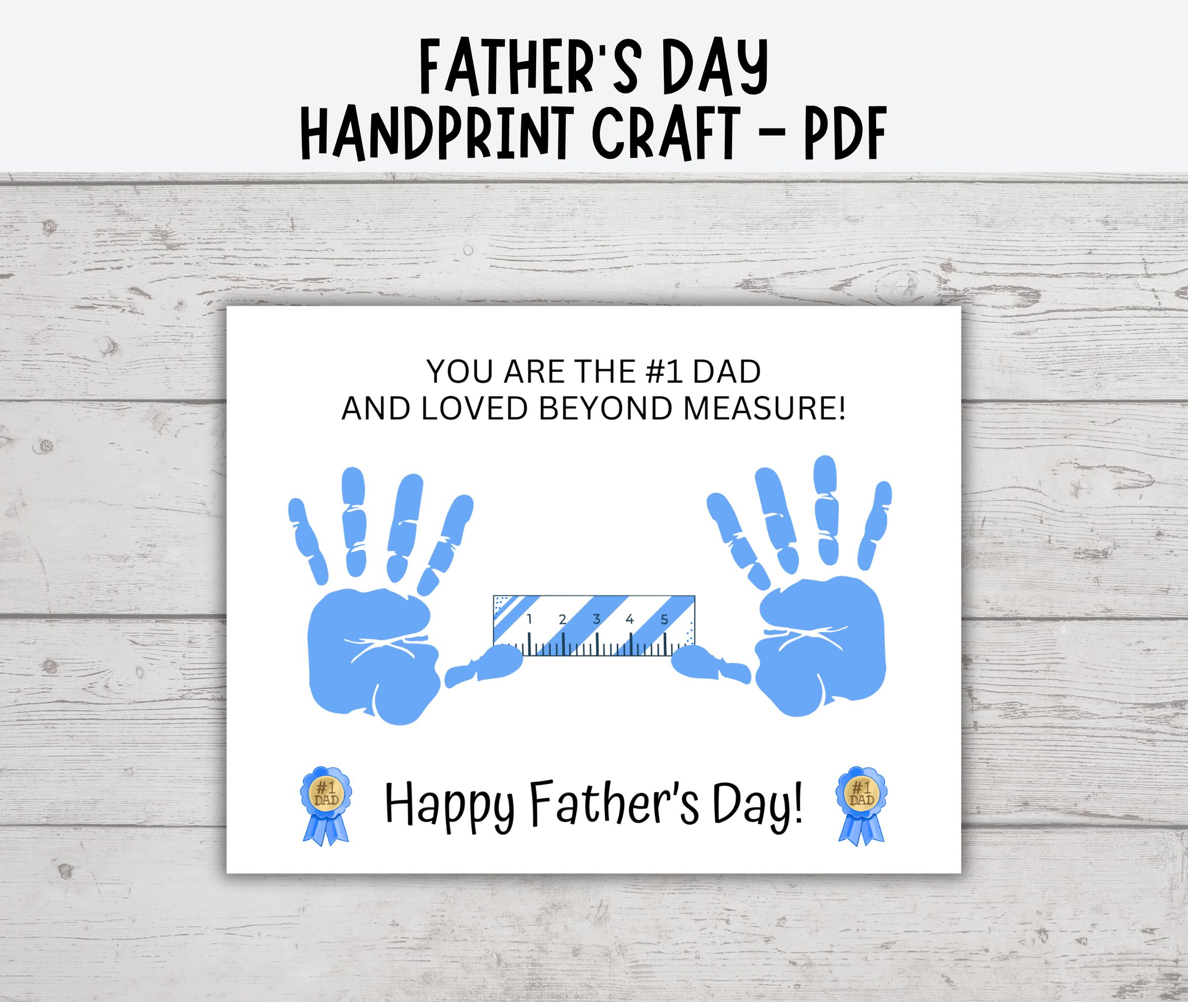 Fathers Day Handprint Ruler, Fathers Day Gift, #1 Dad Handprint Craft ...
