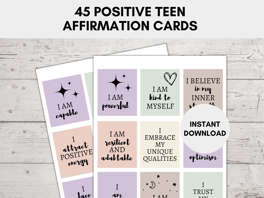 Positive　Online　Etsy　Cards　for　Cards　Affirmation　Teens　Teens　Buy　India　Affirmation　in