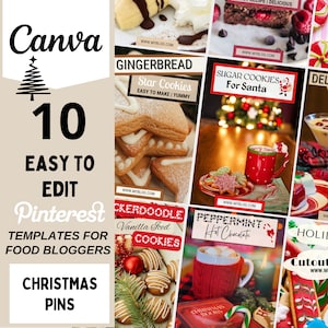 Pinterest Templates Food, Food Blogger Pinterest Templates, Food Pins, Rezept Vorlage, Food Blogger Templates, 10 WEIHNACHTEN Pins