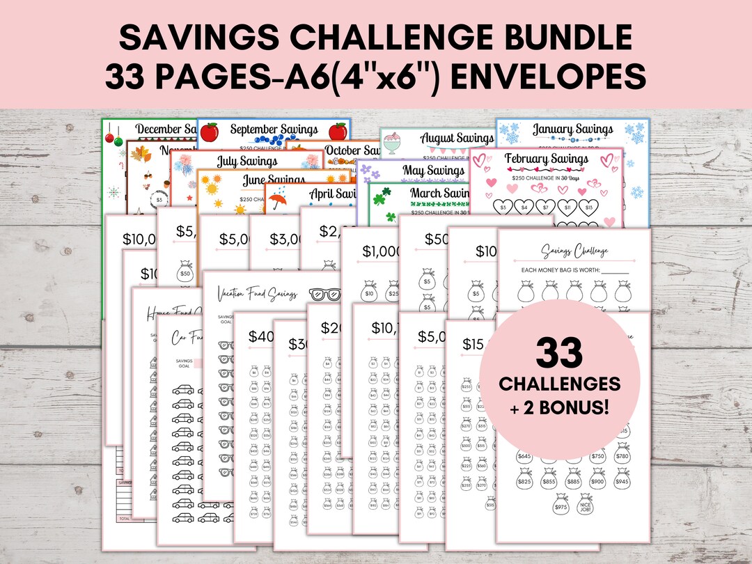 Savings Challenge Printable, Savings Challenge Bundle, 100 Envelope ...