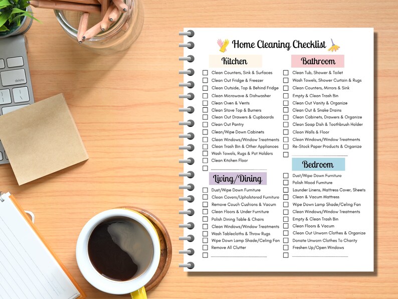 Cleaning Checklist Printable Cleaning Planner Insert Etsy