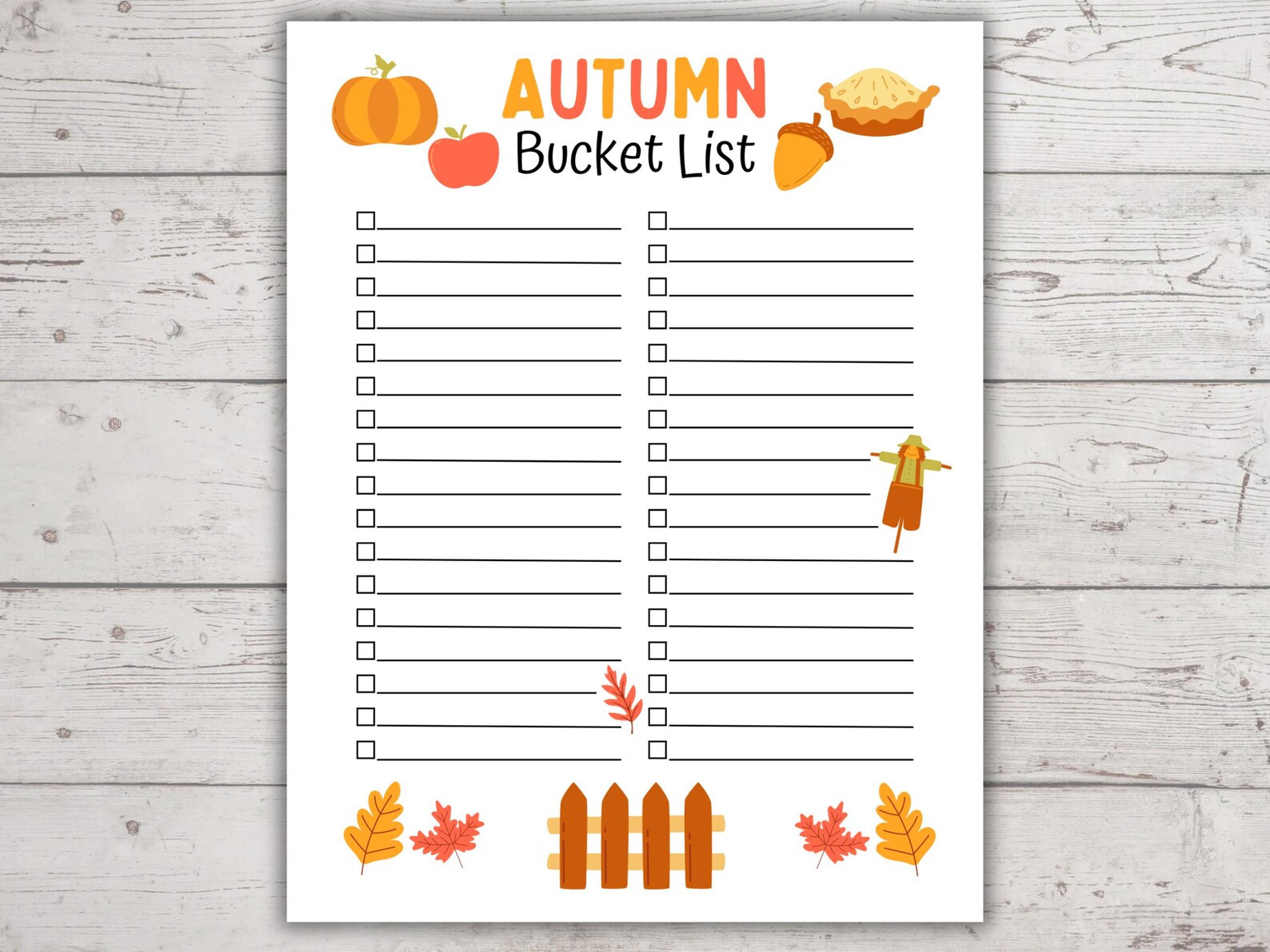 Fall Bucket List Printable, Fall Bucket List Template Editable ...