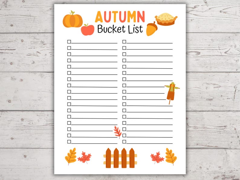 Lista de deseos de otoño imprimible, plantilla de lista de deseos de otoño editable, lista de deseos editable, plantilla de lista de deseos de Canva, lista de verificación de actividades de otoño imagen 7