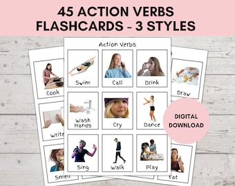 Nonverbal Communication Cards, Visual Board, Flash Cards Special Needs, Senior Hospital Adults, Autism Children, Flash Cards Action Verbs