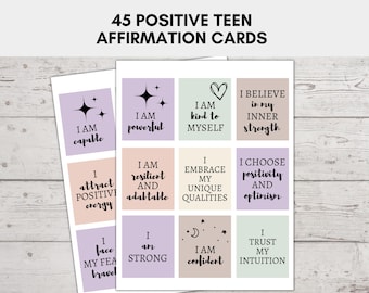 Affirmation Cards Teens, Positive Affirmation Cards For Teens and Pre-Teens, Positive Affirmation Cards Printable, Self-Love Cards Teens