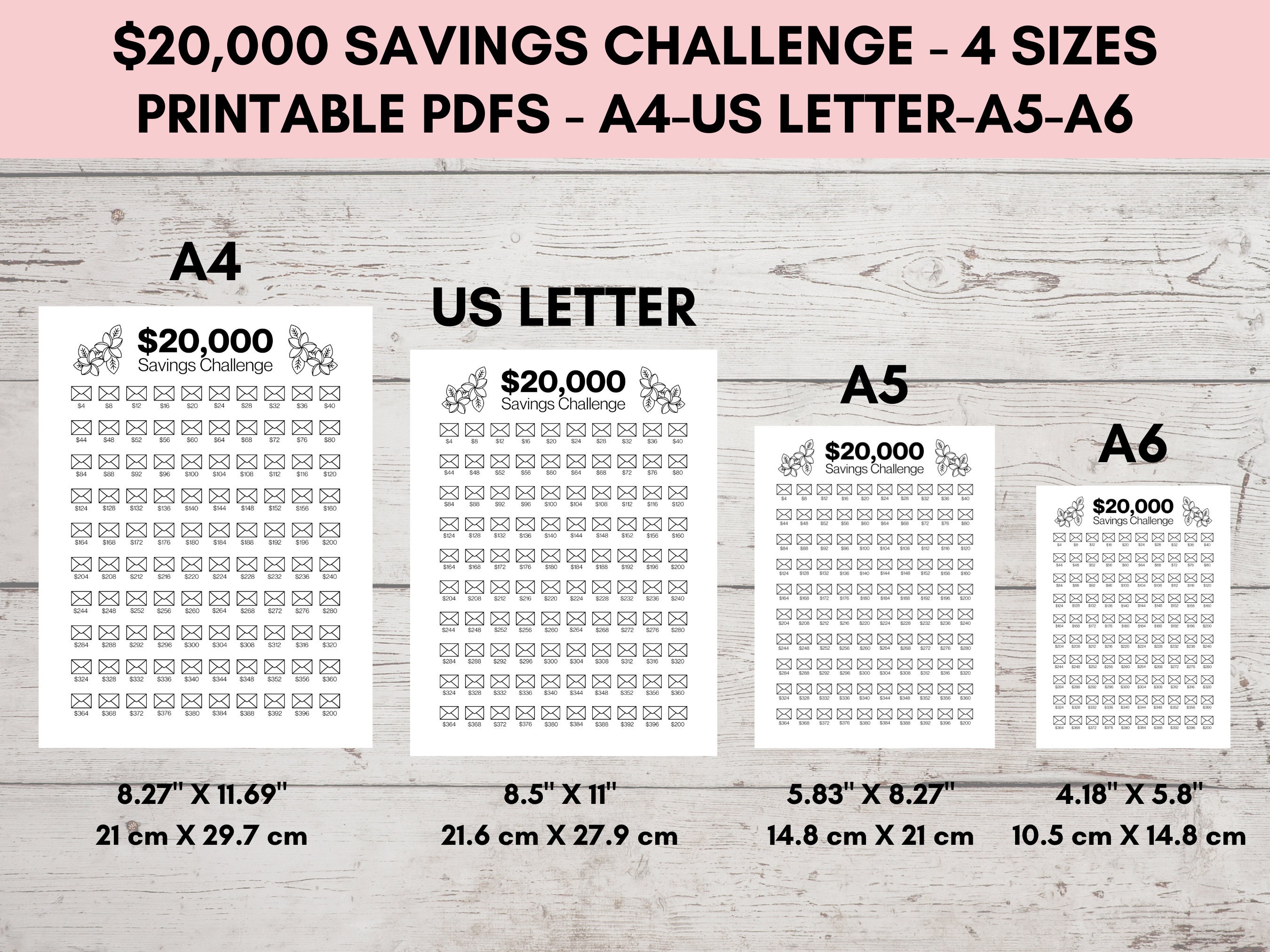 20000 Savings Challenge Printable, 20,000 Savings Challenge, 100 ...