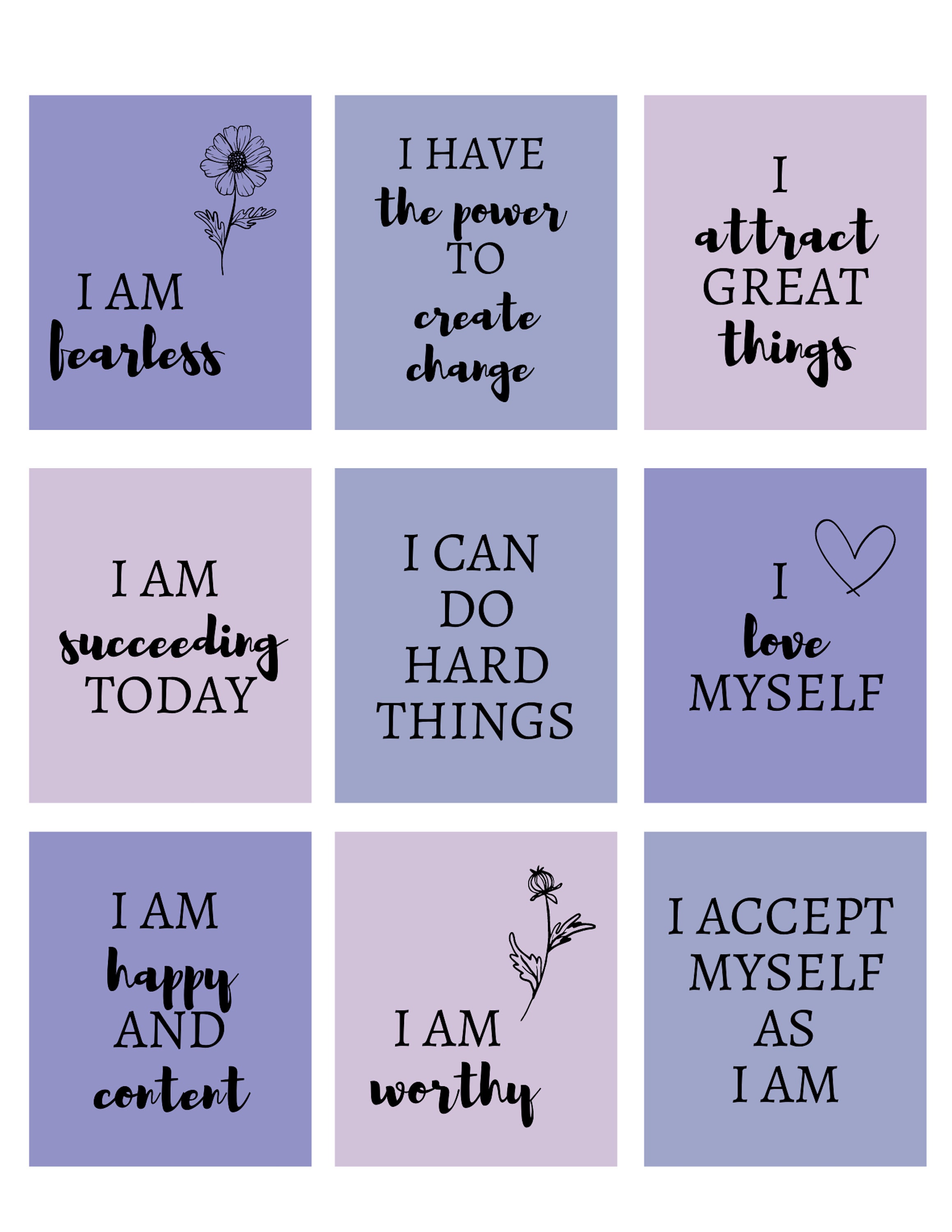 45 Positive Inspiration Affirmation Cards Words of - Etsy
