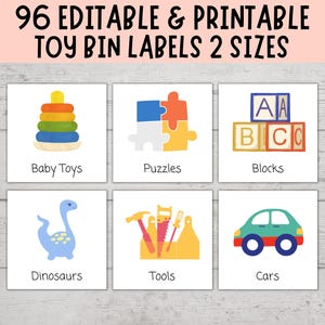 Toy Bin Labels, EDITABLE & PRINTABLE Toy Bin Storage Labels, Visual Pictures Download, Montessori, Homeschool Pre-K Classroom Organization
