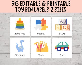 Toy Bin Labels, EDITABLE & PRINTABLE Toy Bin Storage Labels, Visual Pictures Download, Montessori, Homeschool Pre-K Classroom Organization