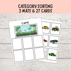 Category Sorting 5, Speech Therapy, Sorting Objects Into Categories, Autism Visuals, Montessori Matching Activity, Transportation