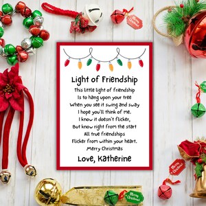 Light of Friendship Card Tag in 3 Sizes, Christmas Tags, Printable Card ...