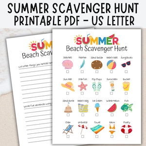 Beach Scavenger Hunt for Kids, Summer Treasure Hunt Game, Outdoor Kids Activity, Fun Beach Game, Summer Games for Kids