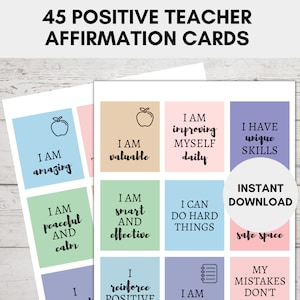 Lehrer Affirmationskarten, Positive Worte der Ermutigung für Lehrer, Lehrer Motivationszitate, tägliche Lehrer Affirmationen druckbar