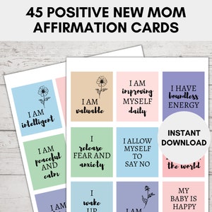 New Mom Affirmation Cards, Motherhood Encouragement Cards, New Mom Motivational Quotes, Daily Motherhood Affirmations Printable