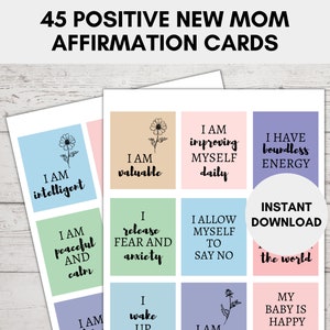 Tarjetas de afirmación de nuevas mamás, tarjetas de aliento a la maternidad, citas motivacionales de nuevas mamás, afirmaciones diarias de maternidad imprimibles
