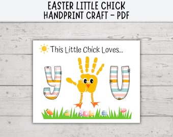 Easter Handprint Craft Little Chick, Spring Easter Handprint Template, Easter Handprint Art, Preschool Handprint Easter Chick