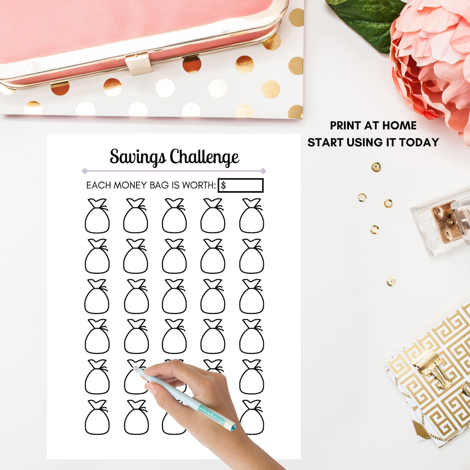30 Day Challenge Printable to Save Money No Spend Money - Etsy