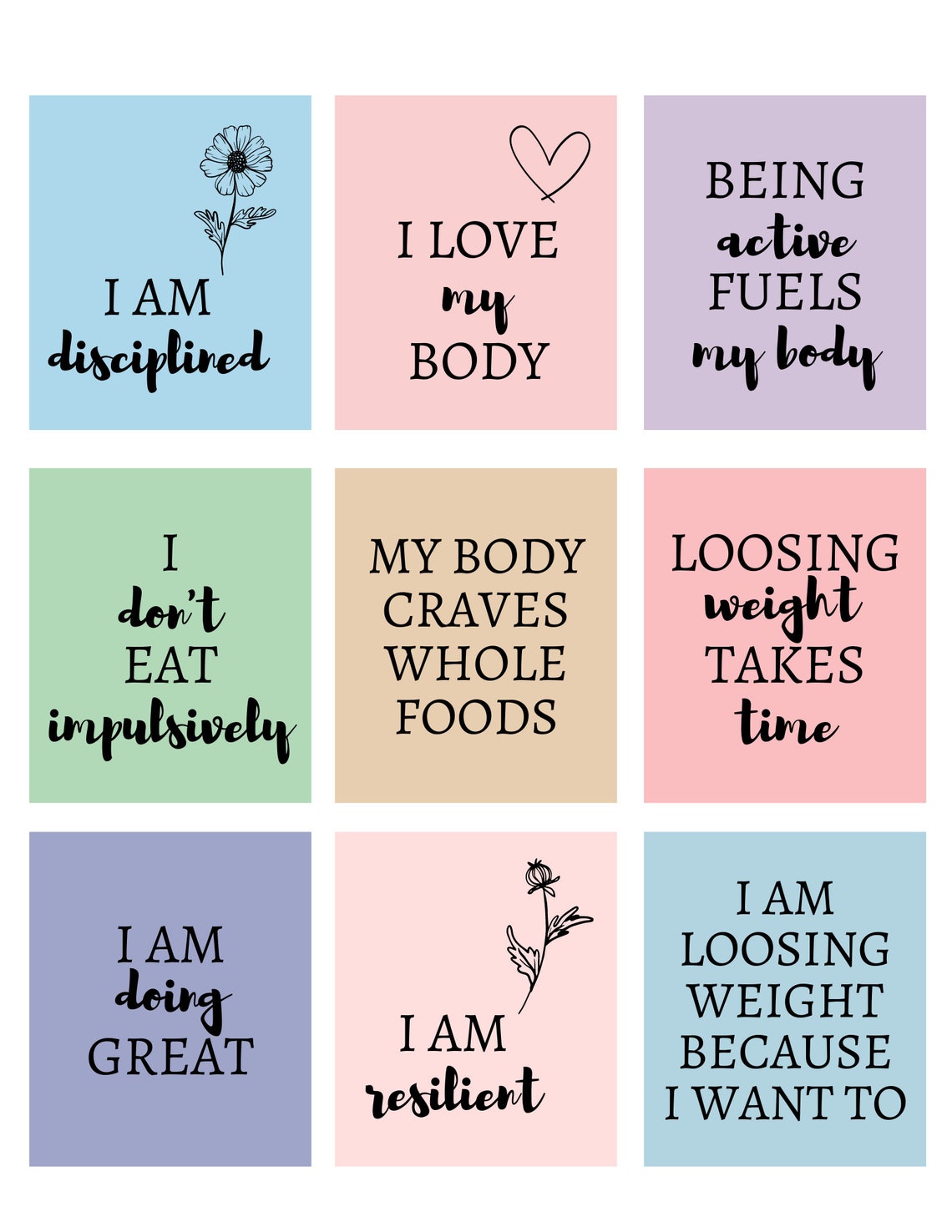 Affirmation Cards for Weight Loss Fitness Affirmation Cards Etsy