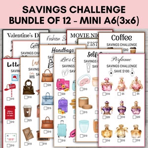Mini Savings Challenge, Low Income Savings Challenge, A6 Saving Trackers, Budget Binder, Finance Planner, Savings Challenge Bundle of 12